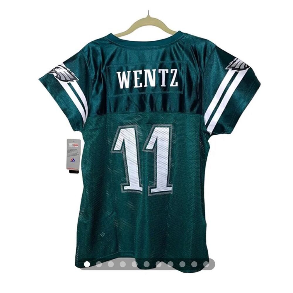 NWT Majestic NFL Philadelphia Eagles Jersey Womens Green Size 1X 11 Carson Wentz